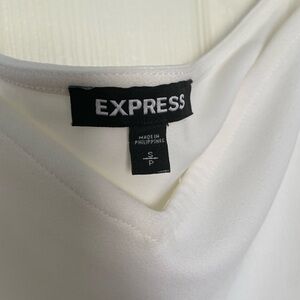 Express Classic White V-Neck Blouse